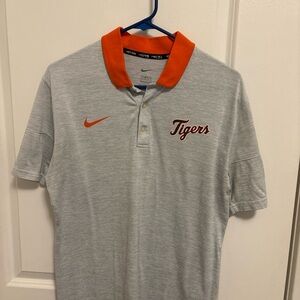Detroit Tigers men’s Nike Gray Polo Shirt with Orange Accents